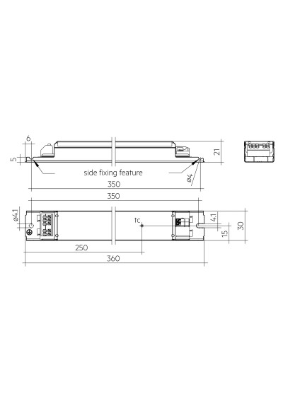 Rysunek wymiarowy LC 60W 48V one4all NF lp EXC