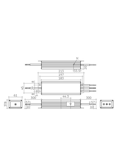 Rysunek wymiarowy LCO 75/200-1400 flexC 0-10V NF L SNC3