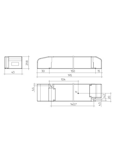 Rysunek wymiarowy LC 35W 48V one4all NF SC EXC SP