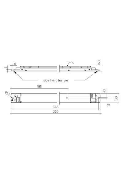 Dimensional drawing LC 55W 350-1050mA 54V flexC NF h16 EXC4