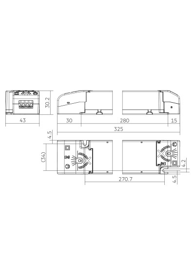 Rysunek wymiarowy LC 200W 24V one4all NF SC EXC2