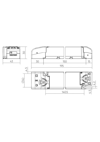 Rysunek wymiarowy LC 35W 24V one4all NF SC EXC2 SP