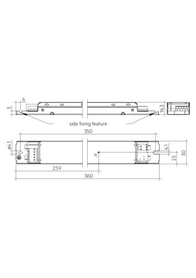 Dimensional drawing LC 90W 200-800mA 230V bDW NF h16 PRE4
