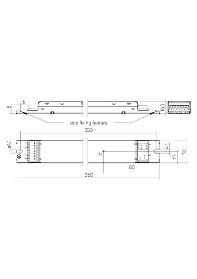 Rysunek wymiarowy LC 90W 150-400mA 330V D4i NF h16 PRE4