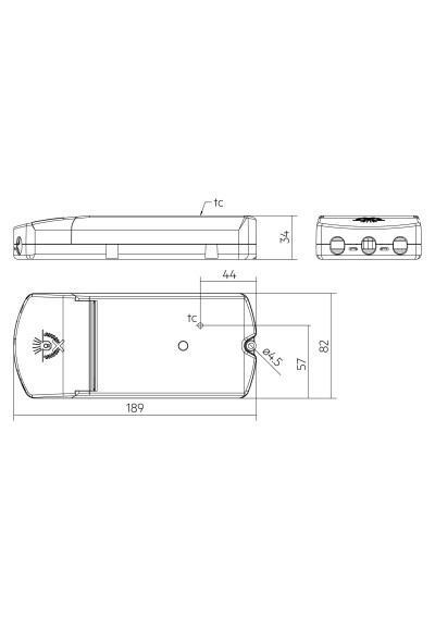 Dimensional drawing LC 27W 100-500mA 54V D4i NF SR PRE4