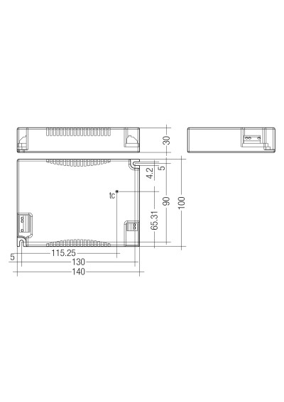 Dimensional drawing LCI 150W 2100mA TEC C