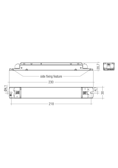 Dimensional drawing LC 50W 700mA fixC lp SNC