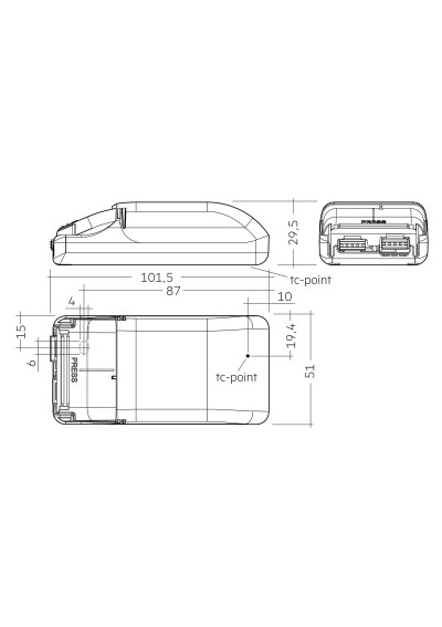 Rysunek wymiarowy LCA 21W 300-500mA flexC PH-C SR ADV