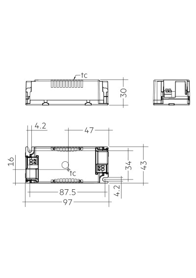 Dimensional drawing LC 30W 350mA 86V fixC SC SNC2