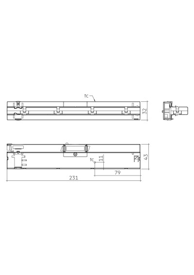 Dimensional drawing LC 40W 500-1050mA 42V flexC T-B ADV