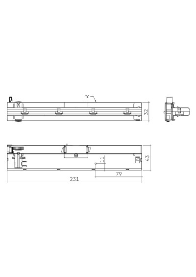 Dimensional drawing LC 40W 500-1050mA 42V flexC T-G ADV