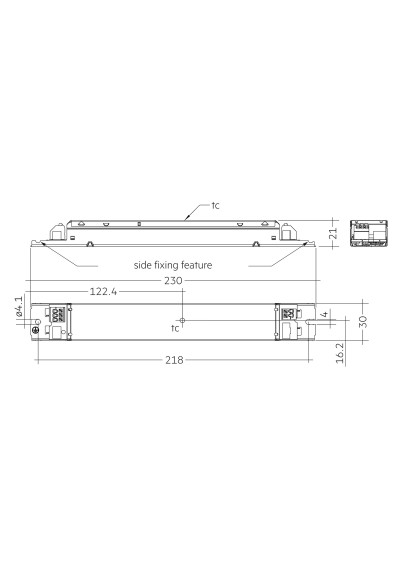 Dimensional drawing LC 35W 200-350mA 121V stepDIM lp SNC