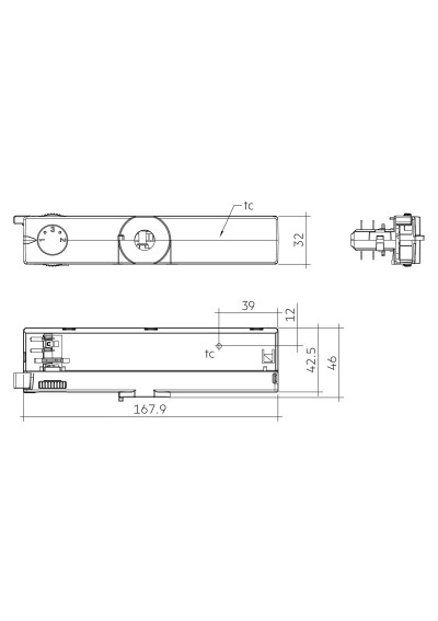 Rysunek wymiarowy LC 25W 450-600mA 42V flexC T-W SNC3