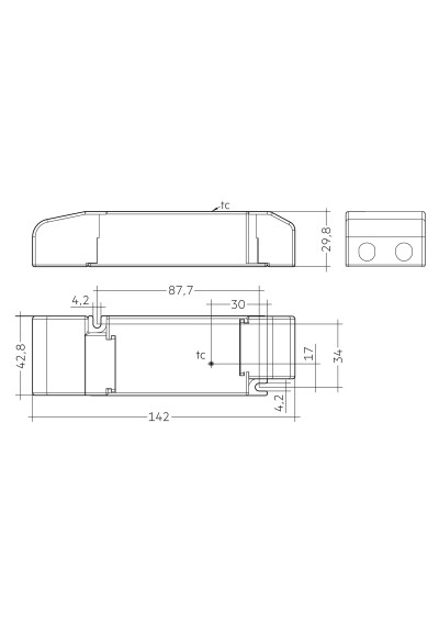 Rysunek wymiarowy LC 35W 24V SC SNC2 SP