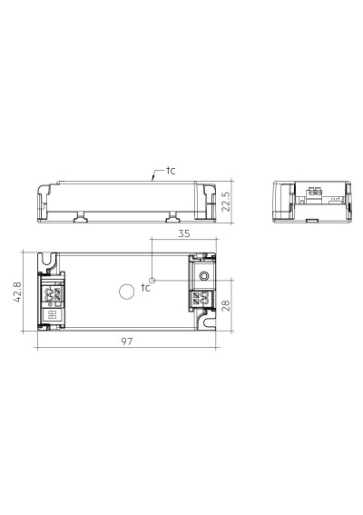Dimensional drawing LC 25W 450-600mA 42V flexC SC SNC4