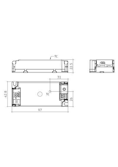 Dimensional drawing LC 42W 900-1050mA 42V flexC SC SNC4