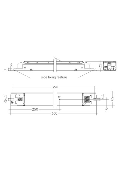 Dimensional drawing LC 100W 24V lp SNC2
