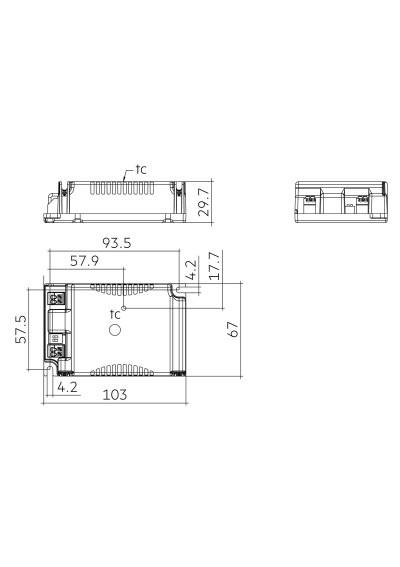 Dimensional drawing LC 80W 1050-1400mA 57V flexC C SNC4