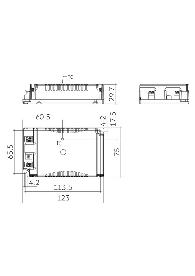 Dimensional drawing LC 114W 1500-2100mA 57V flexC C SNC4