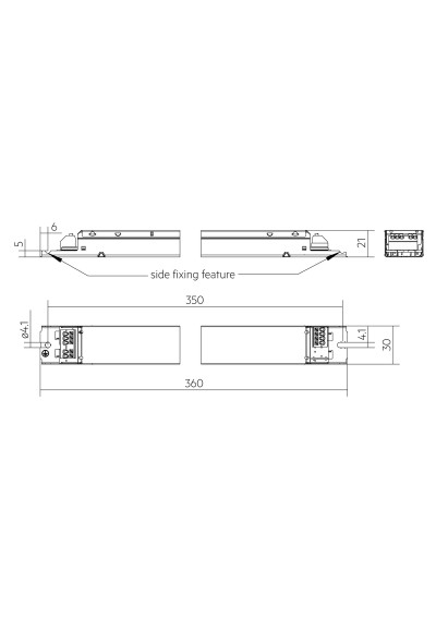 Rysunek wymiarowy LC 35W 24V one4all NF lp EXC2