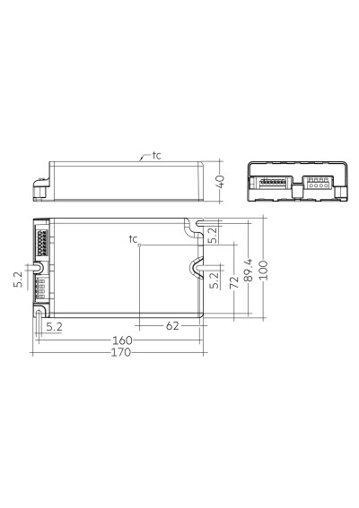 Rysunek wymiarowy LCO 200W 200-1050mA 355V o4a NF C EXC3