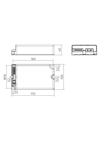 Rysunek wymiarowy LCO 80W 200-1050mA 91V 2xCH pD+ NF C PRE3