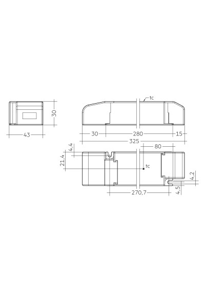 Rysunek wymiarowy LC 200W 48V SC SNC