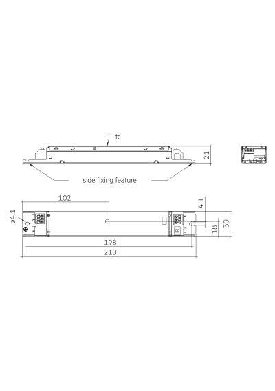 Rysunek wymiarowy LC 20W 200-350mA 67V flexCC lp SNC4 CCT
