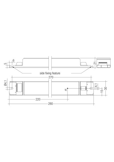 Dimensional drawing LC 25W 100-500mA flexC lp EXC