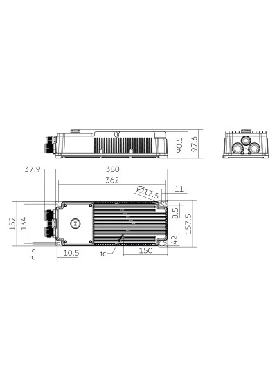 Dimensional drawing LCO 900W 200-1050mA 500V 3CH NF pD+ DM PRE