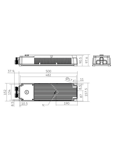 Rysunek wymiarowy LCO 1800W 350-1700mA 500V 3CH NF pD+ DM PRE