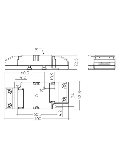 Dimensional drawing LC 13W 300mA 42V fixC SR ADV2