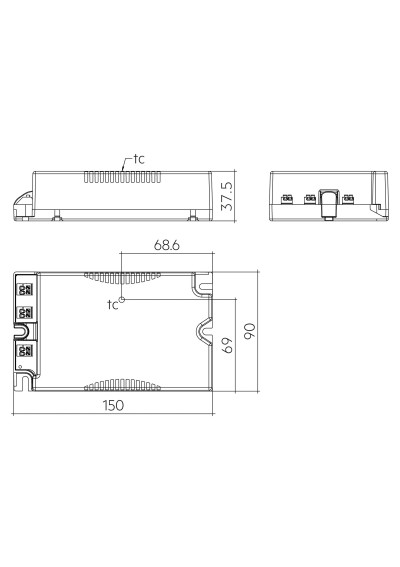 Dimensional drawing LCO 110W 200-700mA 220V cS NF C SNC