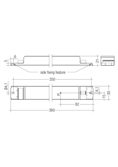 Dimensional drawing LCA 75W 350-1050mA one4all lp PRE