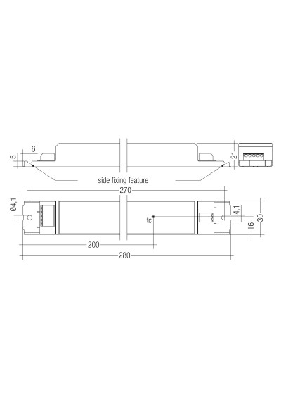 Rysunek wymiarowy LC 75W 350-1050mA flexC lp EXC