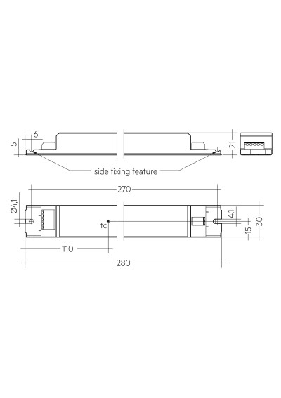 Rysunek wymiarowy LC 75W 100-400mA flexC lp EXC