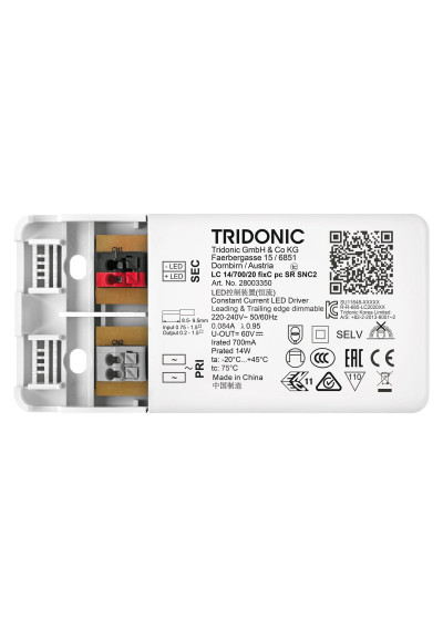 LED power supply Tridonic LC 14W 700mA 20V fixC pc SR SNC2
