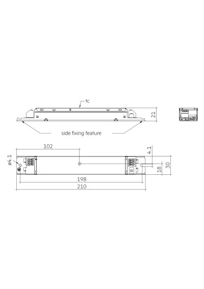 Dimensional drawing LC 20W 200-350mA 67V flexCC lp SNC4