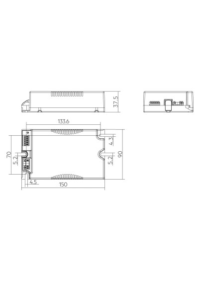 Rysunek wymiarowy LCO 110W 200-1050mA 157V pD+ NF C SNC