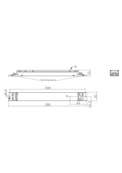 Dimensional drawing LC 75W 200-550mA 230V DA lp SNC4